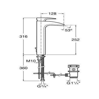 Thesis Chrome Extended Basin Mixer With Pop-Up Waste
