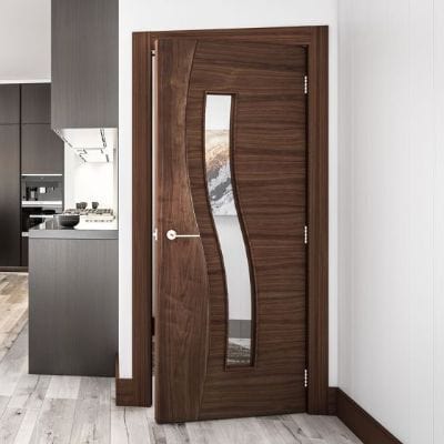 Cadiz Walnut Prefinished Glazed Internal Door - All Sizes
