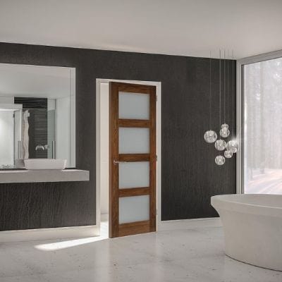 Coventry Walnut Prefinished Frosted Glazed Internal Door - All Sizes