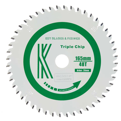 165mm x 20mm x 2.2mm 48 Tooth TCG Track Saw (Solid Surface) Circular Saw Blade - 4105