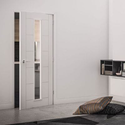 Seville White Primed 1 Glazed Light Panel Internal Fire Door FD30 - All Sizes