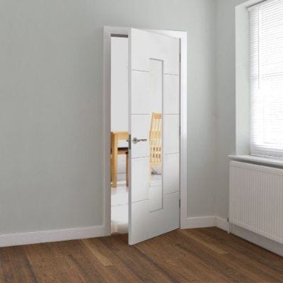4 Line Horizontal Primed Glazed Internal Door - 1981mm x 762mm