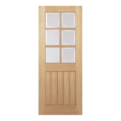 Oak Mexicano 6 Light Clear Bevelled Panel Un-Finished Internal Door - All Sizes