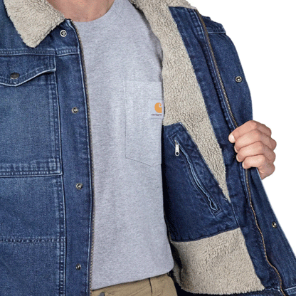 Carhartt 106323 Relaxed Fit Denim Sherpa Lined Jacket Beech / XL
