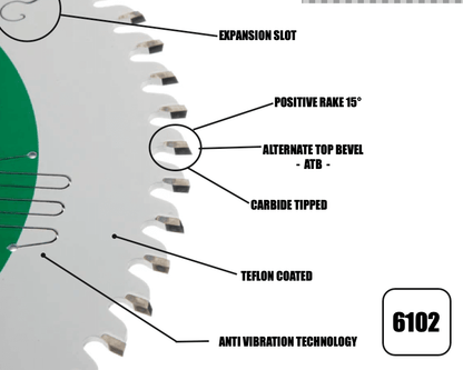 250mm x 30mm x 3.0mm 60 Tooth ATB Circular Saw Blade - 6102