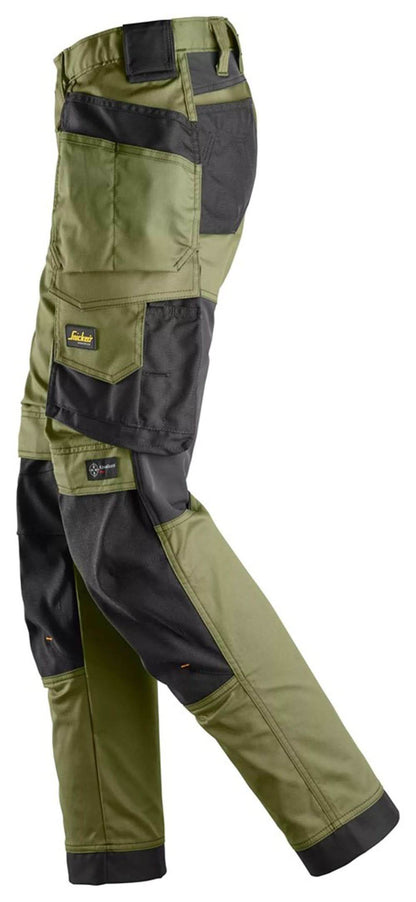 Snickers 6247 Khaki Green AllroundWork Women's Stretch Trousers Holster Pockets