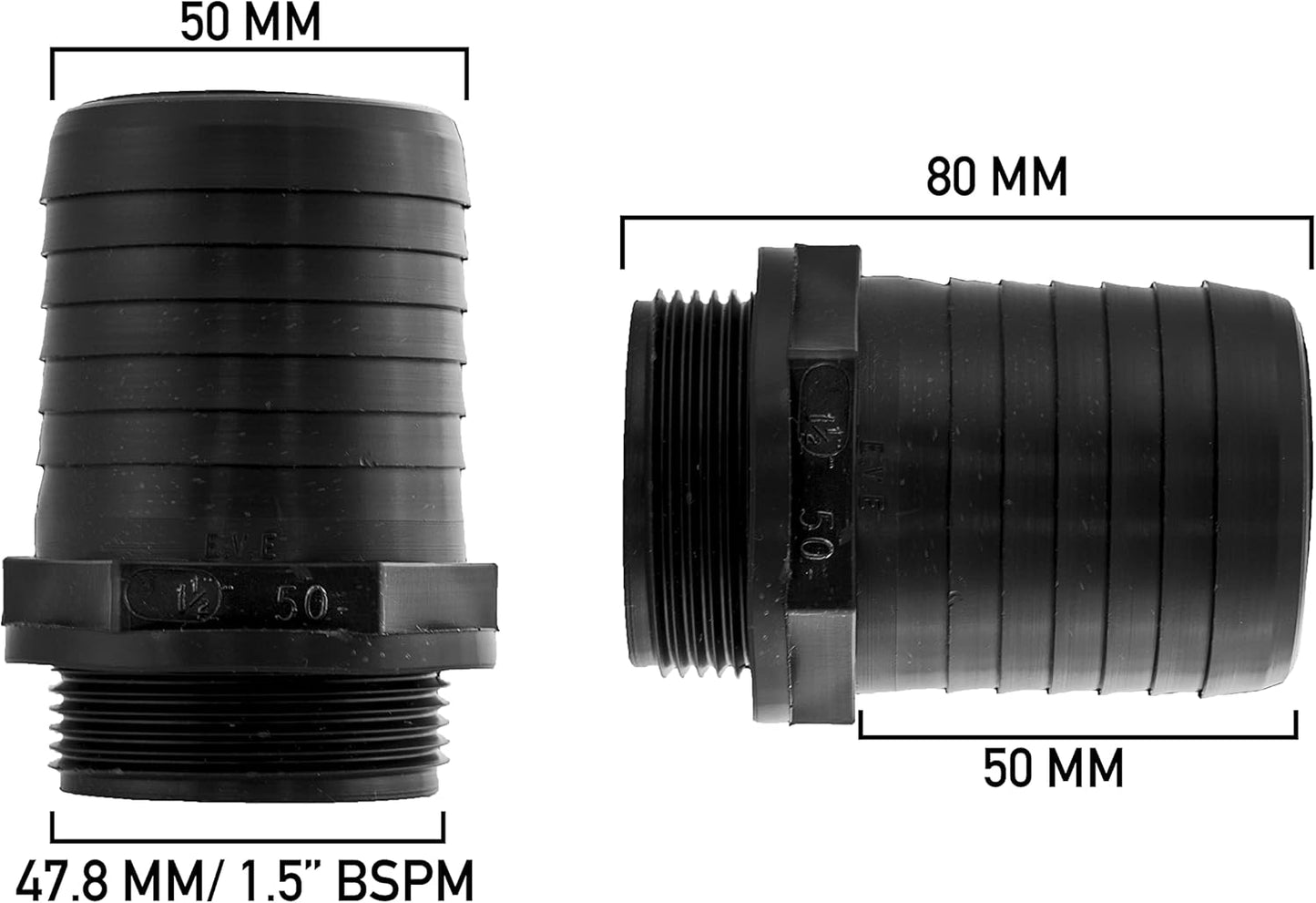 Pond Straight Connector 1.5" BSPM - 50mm