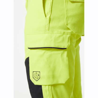 Helly Hansen 77451 Fyre Flame Retardant Work Pants, Class 2 Hi-Vis Yellow/Ebony, 31" Waist 31.5" Leg-C46