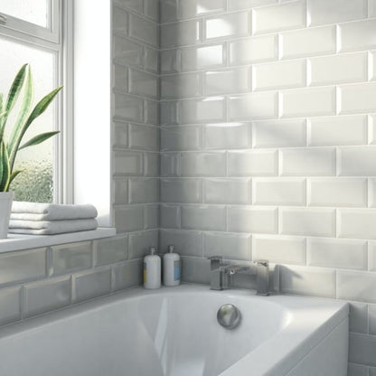 Subway Light Grey Bevel Décor - All Sizes