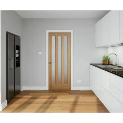 Modern 3 Panel Oak Frosted Glazed Unfinished Internal Door - All Sizes