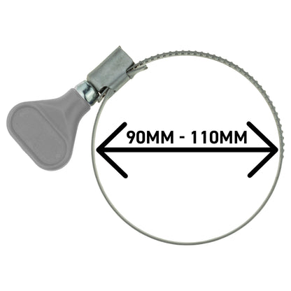 A2 Grip Hose Clip 90mm-110mm - Adjustable 304 Stainless Steel Duct Clamps Hose Pipe Clamps Air Ducting Clamp Worm Drive Hose Clamps
