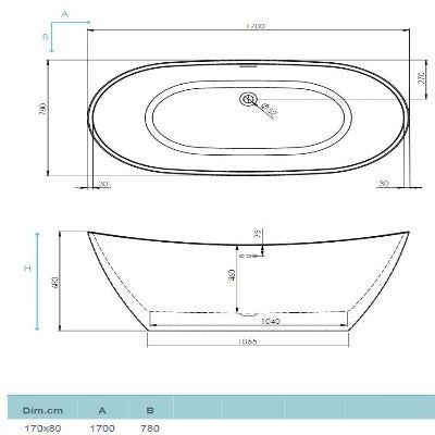 Aphrodite Freestanding Double Ended Bath - 1700 x 740mm