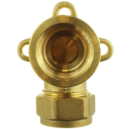 15mm Brass Wall Flange Kit with Brass Tap + 3/4" BSP Metal Splitter