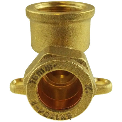 15mm Brass Wall Flange Kit with Lever Valve + Geka