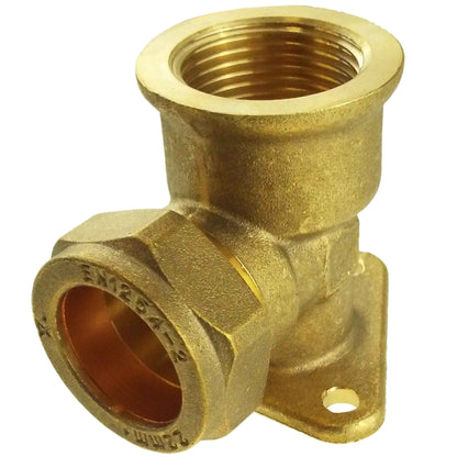 15mm Brass Wall Flange Kit with Brass Tap + 3/4" BSP Metal Splitter