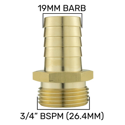 19mm Brass Barb with BSPF-Quick Connect Valve & Hose Connector Brass