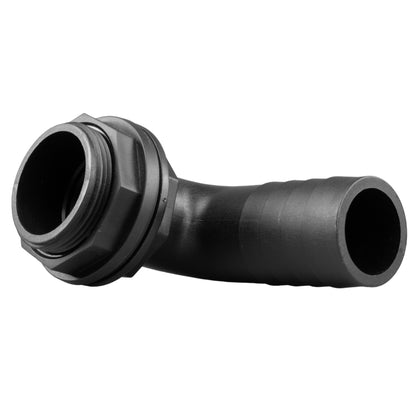 Tank Connector 90 Degree with Washer & Nut 1.25" BSPM - 1.25" Barb