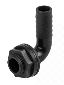 Tank Connector 90 Degree with Washer & Nut 1.25" BSPM - 1.25" Barb