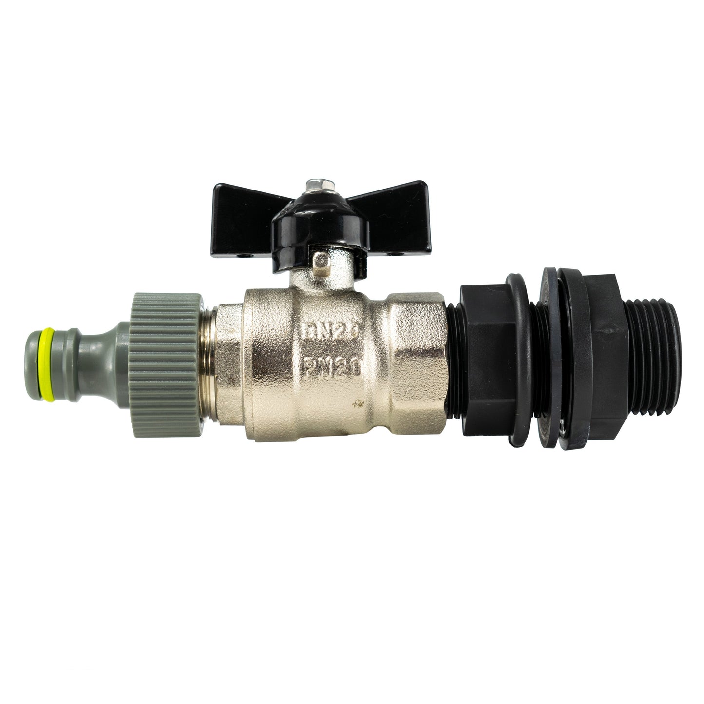 Water Butt Kit 3/4” BSP with Metal Bib Valve and Quick Connect Outlet