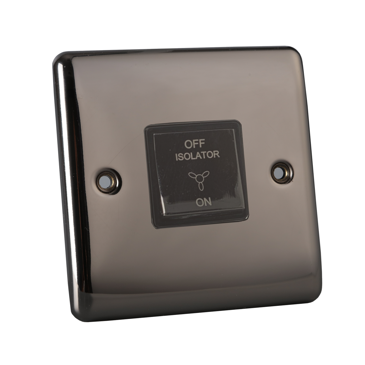 Caradok 1 Gang 3-pole Fan Isolator Switch - Black Nickel, Metal Switch