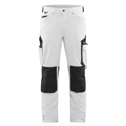 Blaklader 1089 4-Way Stretch Painters Work Trousers White/Dark Grey, 34" Waist Short Leg