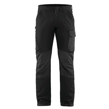 Blaklader 1422 4-Way Stretch Service Work Trousers Black/Dark Grey, 37" Waist Short Leg