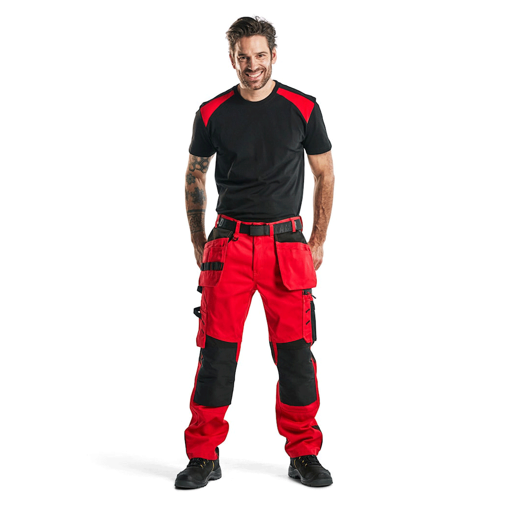 Blaklader 1555 Holster Pocket Craftsmen Work Trousers Red / Black