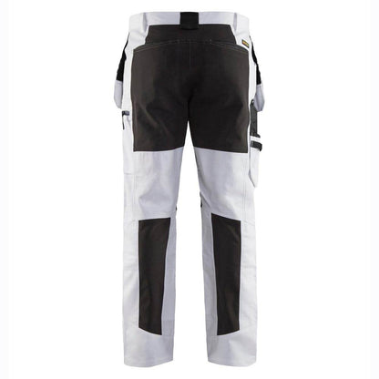Blaklader 1910 Painter Trouser with Stretch White/Black, 34" Waist Regular Leg