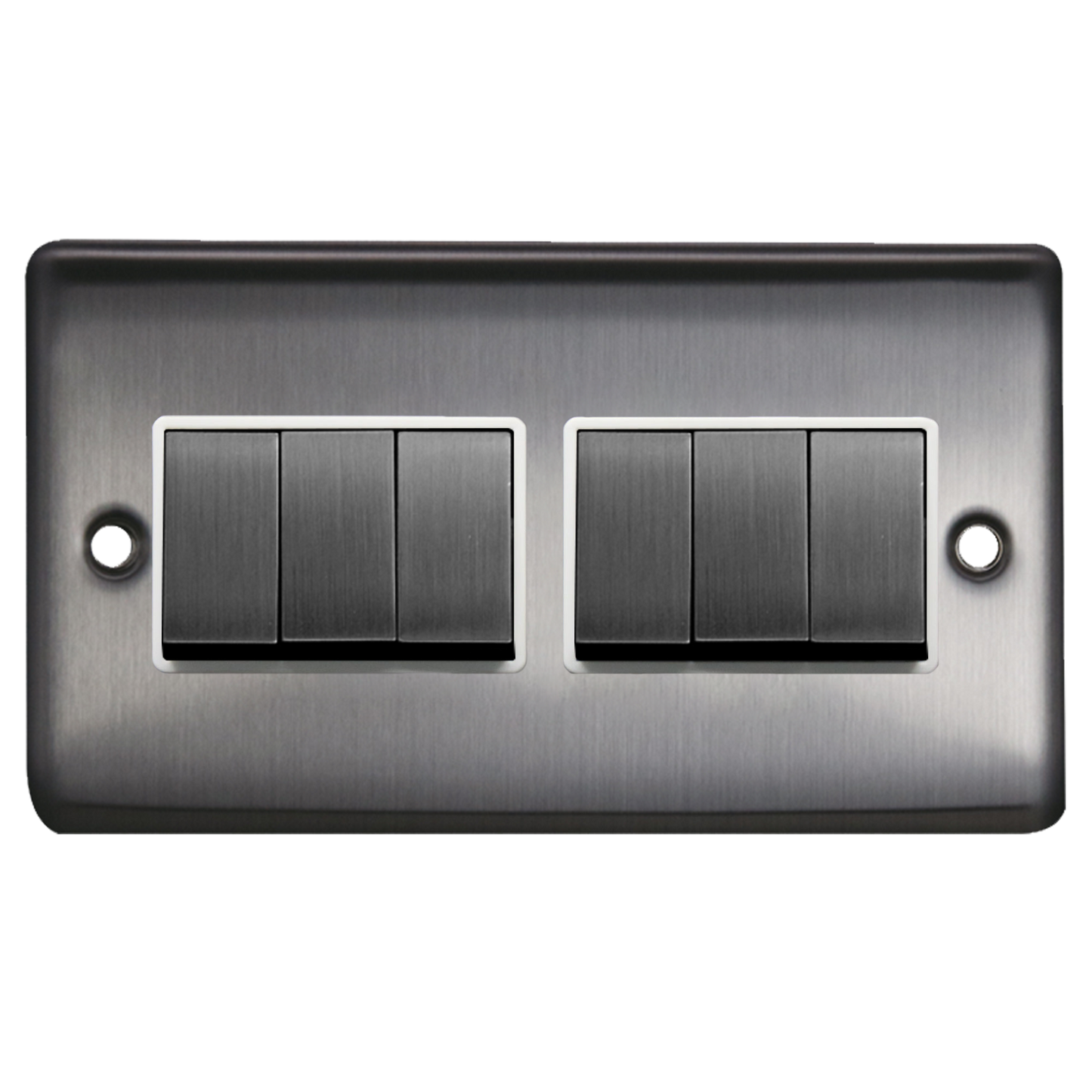 Caradok 6G 2Way 10A Switch Brushed Chrome White Insert