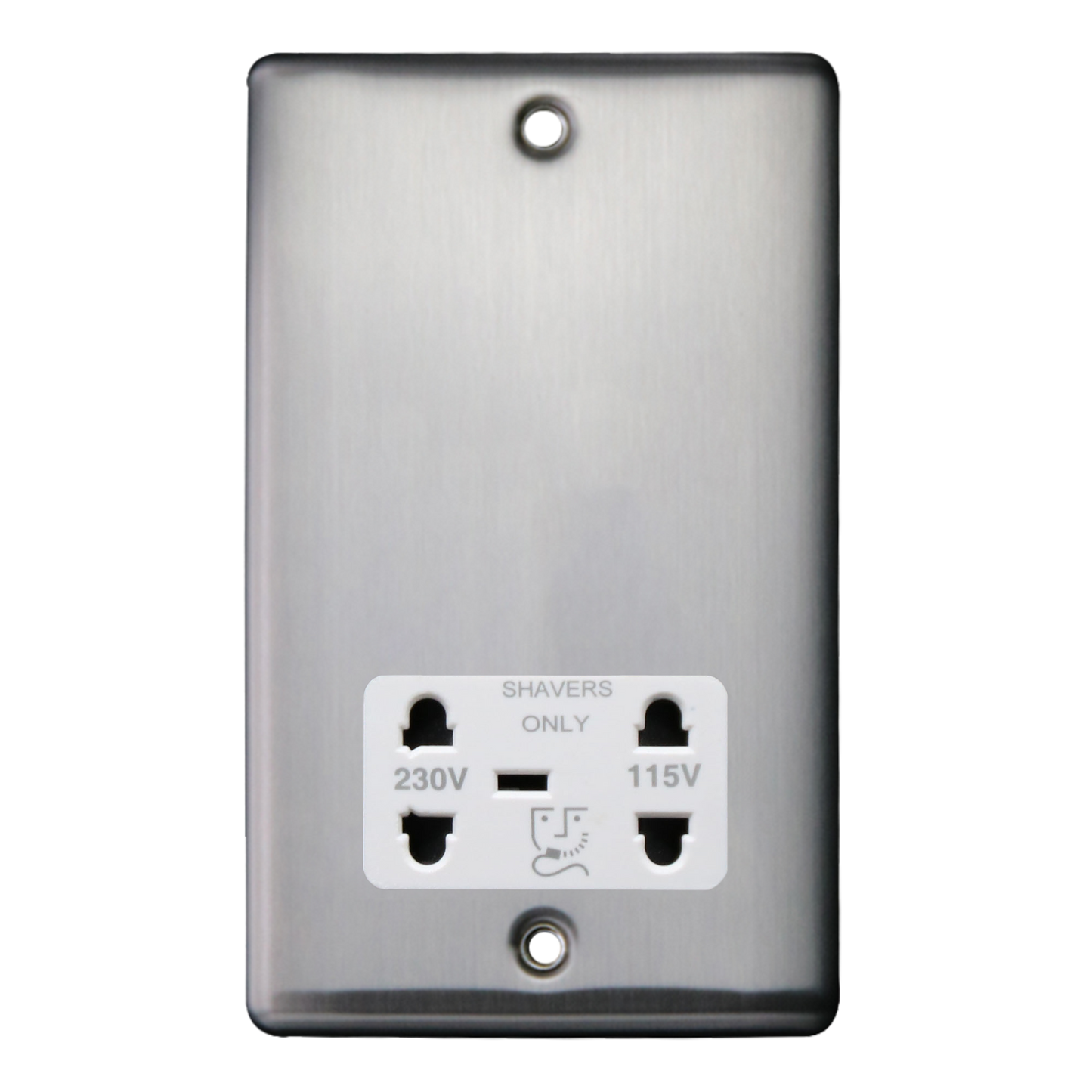 Caradok Shaver Socket Brushed Chrome White Insert