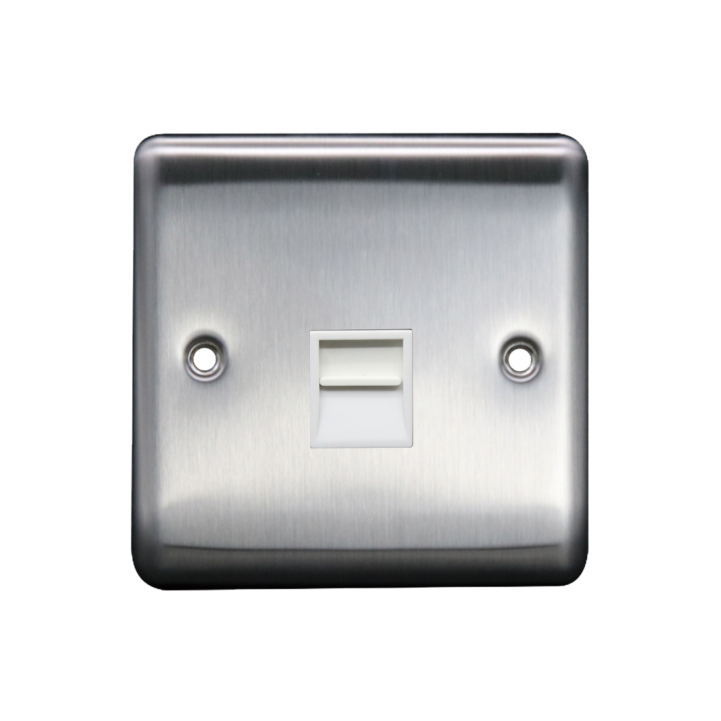 Caradok 1G Master Telephone Socket Brushed Chrome White Insert