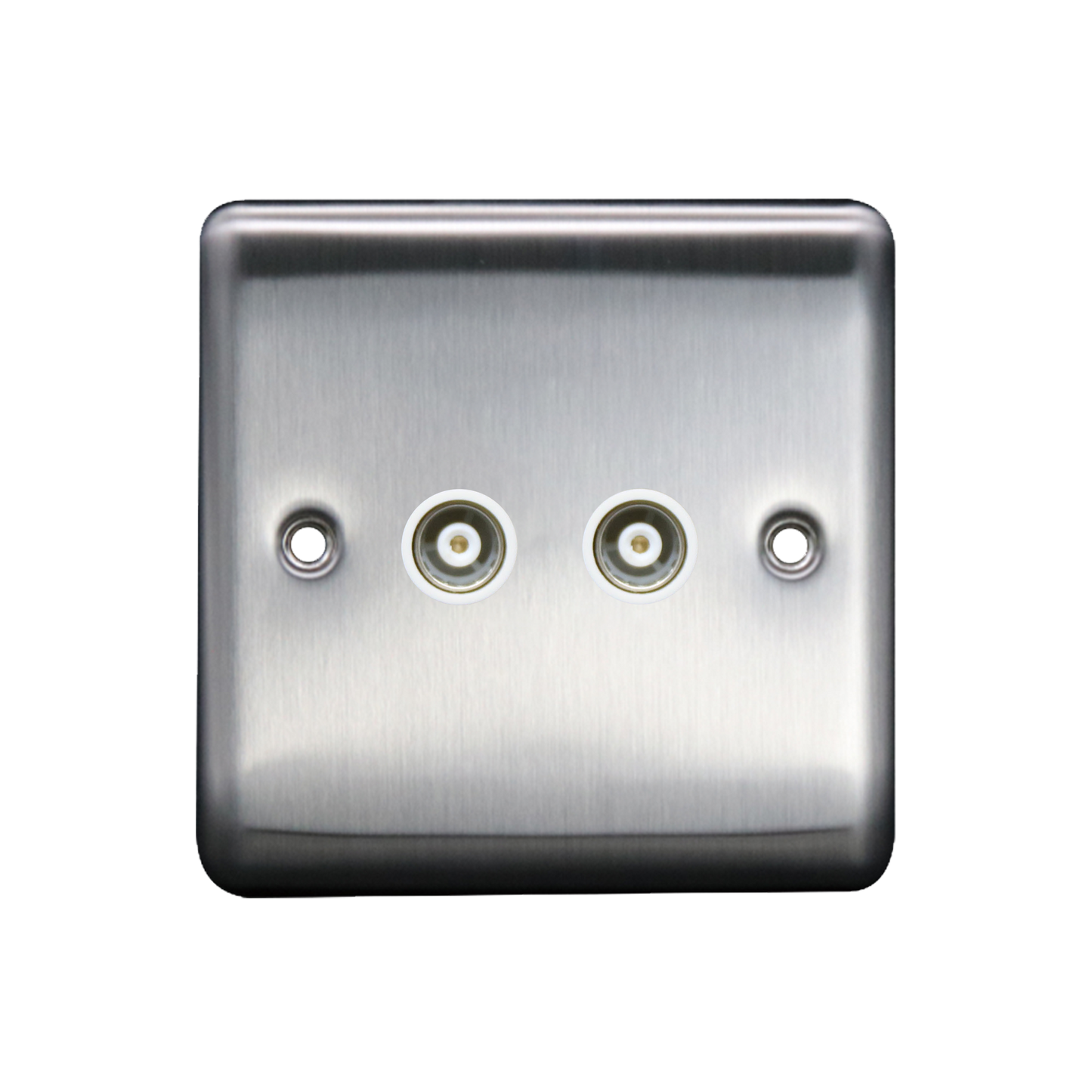 Caradok 2G Coax Socket Brushed Chrome White Insert
