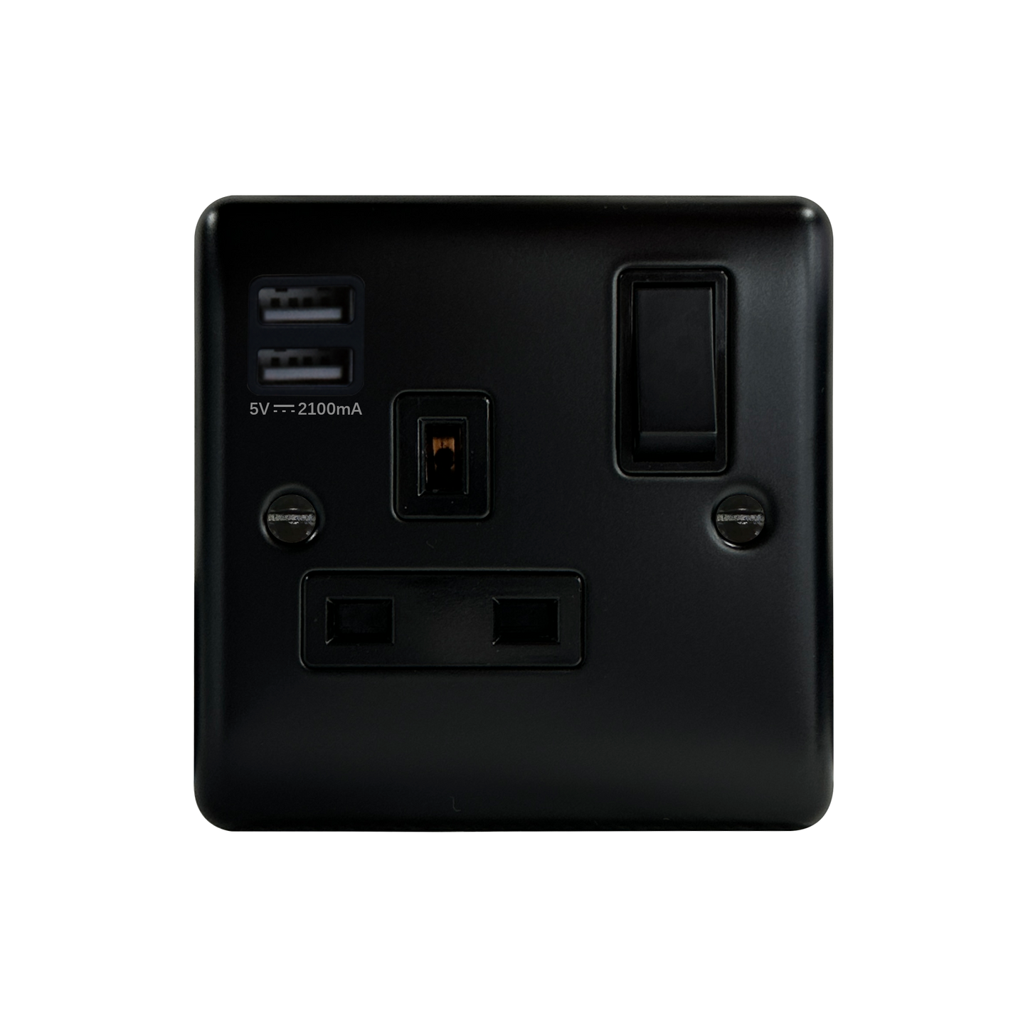 Caradok 1G 13A Switched Socket 2 USB A Matt Black