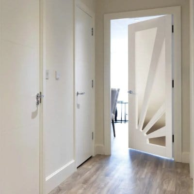 Aurora White Primed Etched Glazed Internal Door - All Sizes