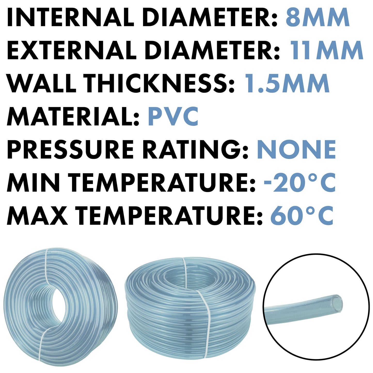 Clear PVC Pipe 8mm*11mm