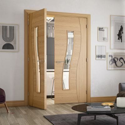 Cadiz Oak Prefinished Glazed Internal Door - All Sizes