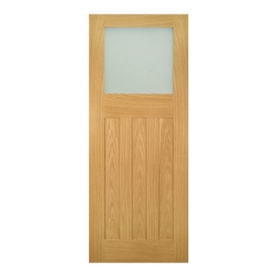 Cambridge Oak Unfinished Frosted Glazed Internal Door - All Sizes