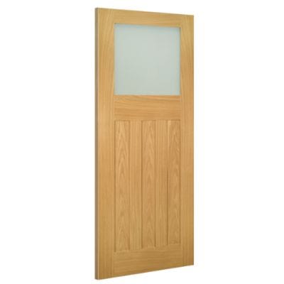 Cambridge Oak Unfinished Frosted Glazed Internal Door - All Sizes