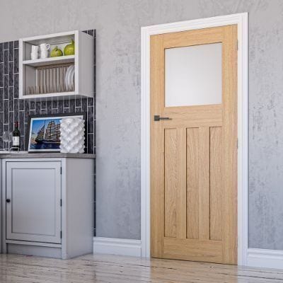 Cambridge Oak Unfinished Frosted Glazed Internal Door - All Sizes