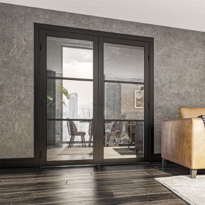 Camden Black Prefinished Glazed Internal Door - All Sizes
