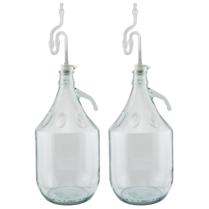 Glass Demijohn 5L 2 Pack Plain With Airlock & Bung