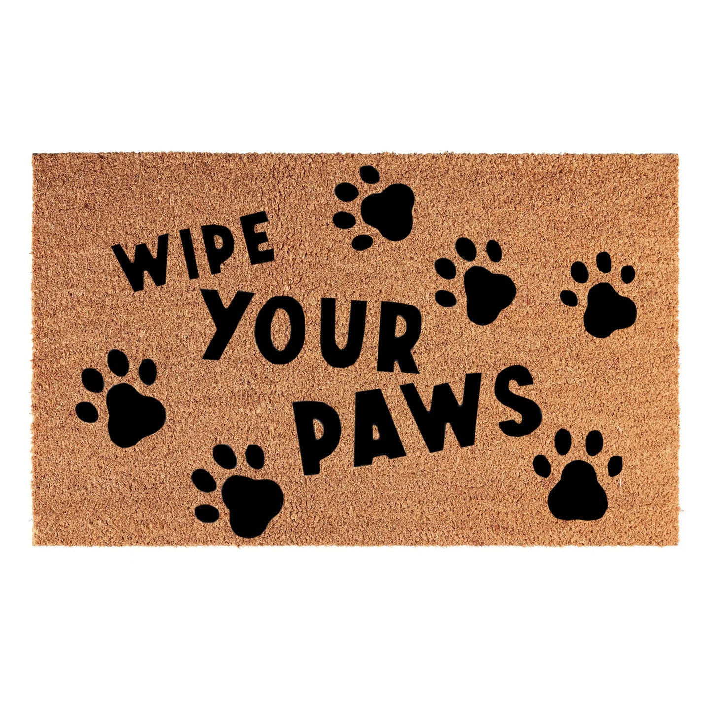 Doormat 60cm x 40cm - 'Wipe Your Paws' (D2) - Absorbent Coir Mat for Indoor/Outdoor