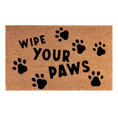 Doormat 60cm x 40cm - 'Wipe Your Paws' (D2) - Absorbent Coir Mat for Indoor/Outdoor
