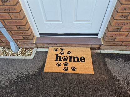Doormat 60cm x 40cm - 'Home' (Paws) - Absorbent Coir Mat for Indoor/Outdoor
