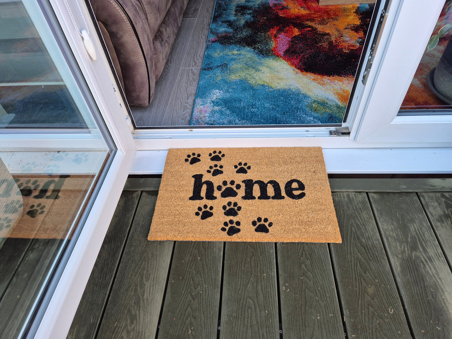Doormat 60cm x 40cm - 'Home' (Paws) - Absorbent Coir Mat for Indoor/Outdoor