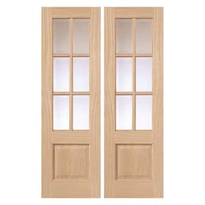 Traditional Dove Oak Pair of Glazed Internal Doors - All Sizes