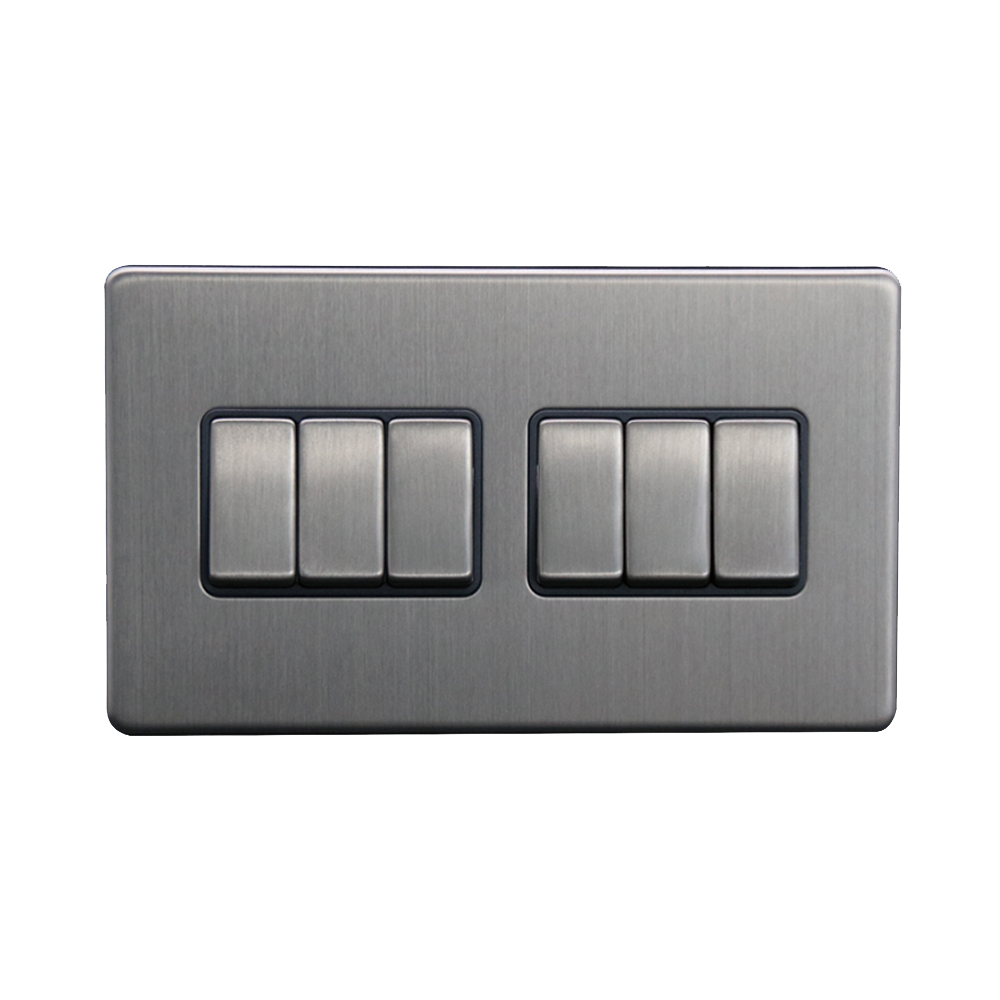 Caradok 6G 2Way 10A Switch Brushed Chrome