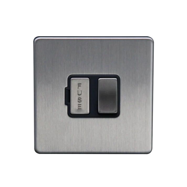 Caradok 13A Switched Spur Brushed Chrome with Black Insert
