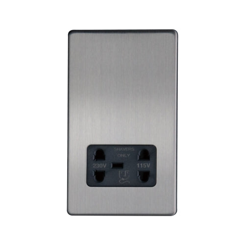 Caradok Shaver Socket Brushed Chrome Grey Insert