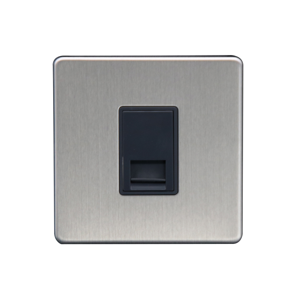 Caradok 1G Secondary Telephone Socket Brushed Chrome